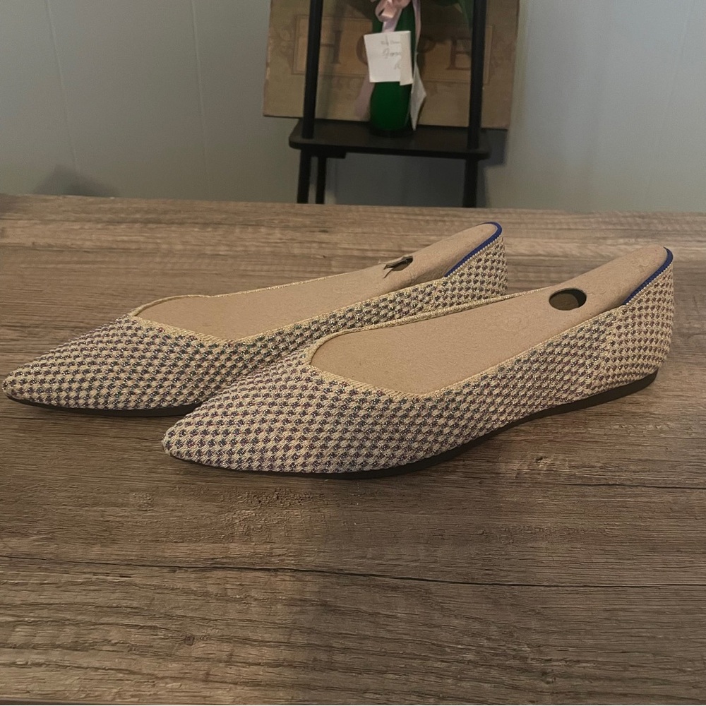 Rothy's Limited Edition Multi Metallic Beige and Blue Women's Flats Size 11 1/2